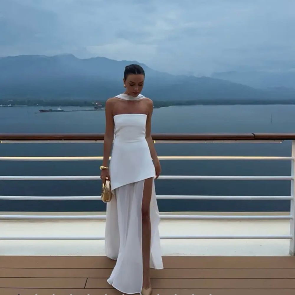 Monaco White Dress with Scarf